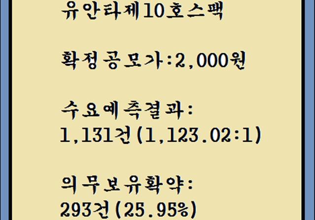 스팩공모주 유안타제10호스팩 공모주청약