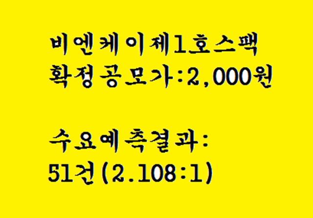 스팩공모주 비엔케이제1호스팩