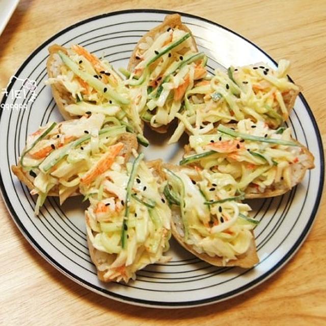 간단하고 맛있는 크래미 유부초밥 만들기 