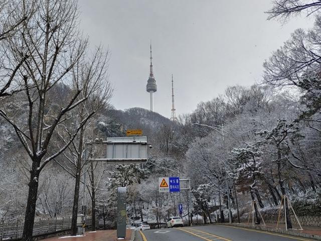 남산<strong>둘레길</strong>을 하얗게 만든 2월의 눈을 사진으로 담다.