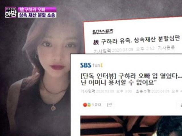 故구하라 친오빠 "동생 목숨값, 20년 만에 나타난 친모에 못 줘"