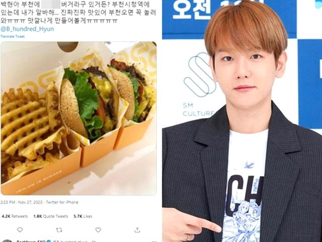 엑소 <strong>백현</strong>, 알바생 팬에 "딱 기다려" 방문예고…버거집 '주문폭주'