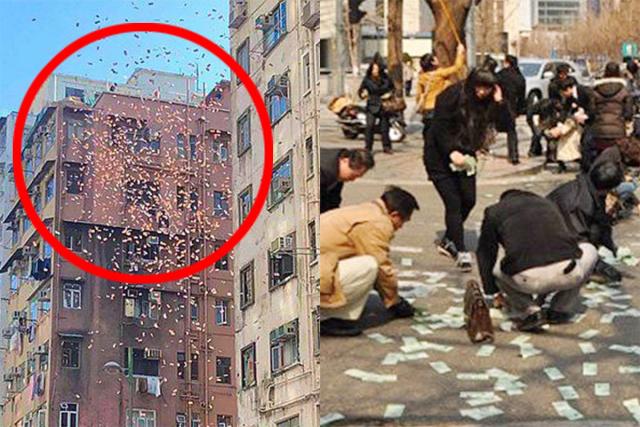 “돈 쏟아져 내린다” 아파트 30층에서 돈 뿌린 남자, 알고 보니…