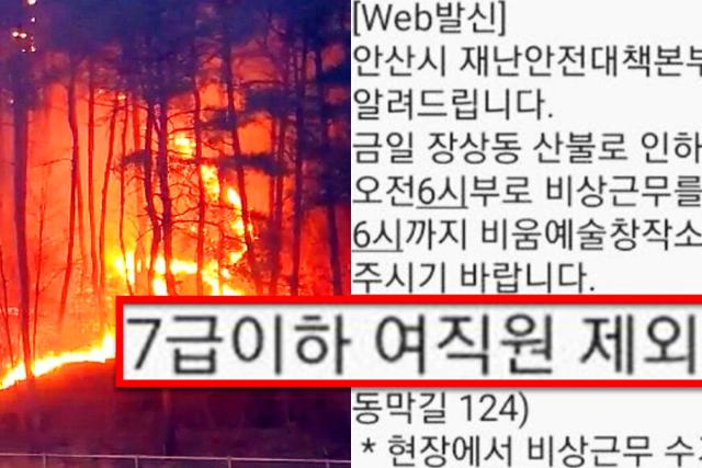 “남자들만 죽으라고?” 26시간만에 진화된 대형산불, 경보문자 논란된 이유