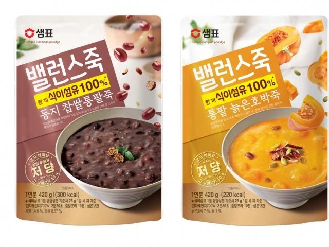 ‘한끼 식이섬유 100%’… 샘표, ‘동지 찹쌀통팥죽’ ‘통팥 늙은호박죽’ 출시