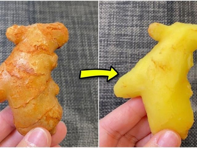 울퉁불퉁한 생강 맨손으로 깔끔하게 껍질 까는 법