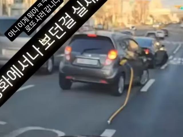 노란 줄 달고 '덜덜덜'…주유건 꽂고 <strong>인천</strong> 시내 달린 경차