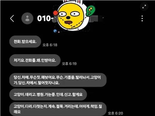 <strong>주차</strong>해놨더니 캣맘에게서 온 문자