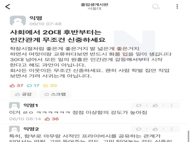 사회에서 20대 후반부터는 인간관계 <strong>팁</strong>