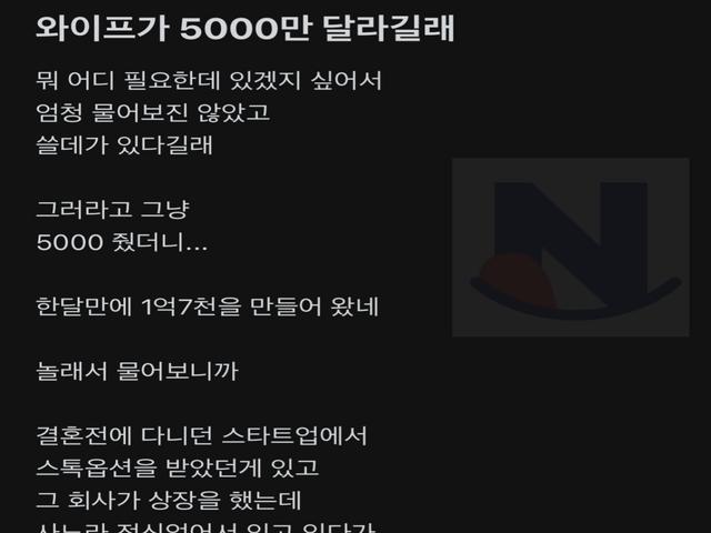 5000만원 빌려서 3배 넘게 불려온 <strong>와이프</strong> ㄷㄷ