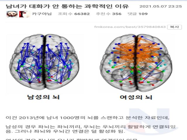 뇌 <strong>구조</strong>로 본 남,녀의 차이