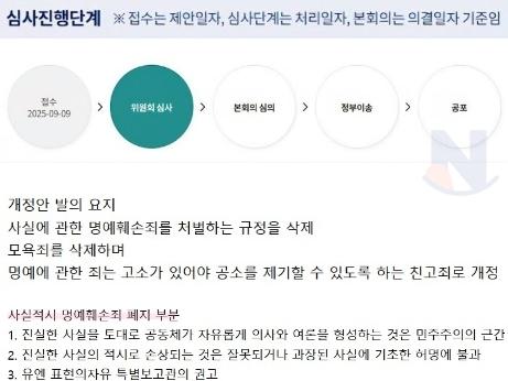 속보) 사실적시 명예훼손죄 및 모욕죄 <strong>폐지</strong> 추진