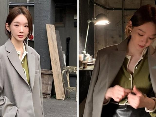 강민경, 오버핏 재킷 하나로 완성한 가을 여친룩... ‘하의실종’도 세련되게