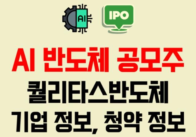 인공지능 Ai 반도체 SOC 관련 주 퀄리타스반도체 공모주 IPO 청약 균등 비례 정보