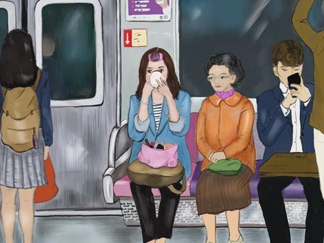 지하철 탄 여성, 립스틱 바르고 마스카라까지…민폐일까?